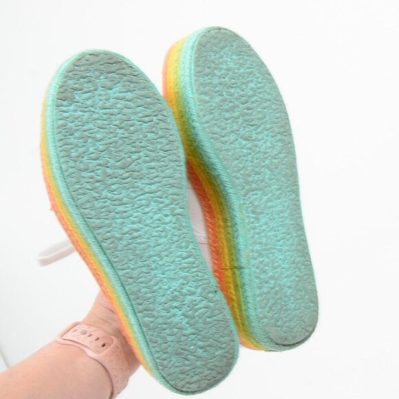 SUPERGA Rainbow Cotton Espadrille Platform Sneakers Size 7.5 - Picture 8 of 8